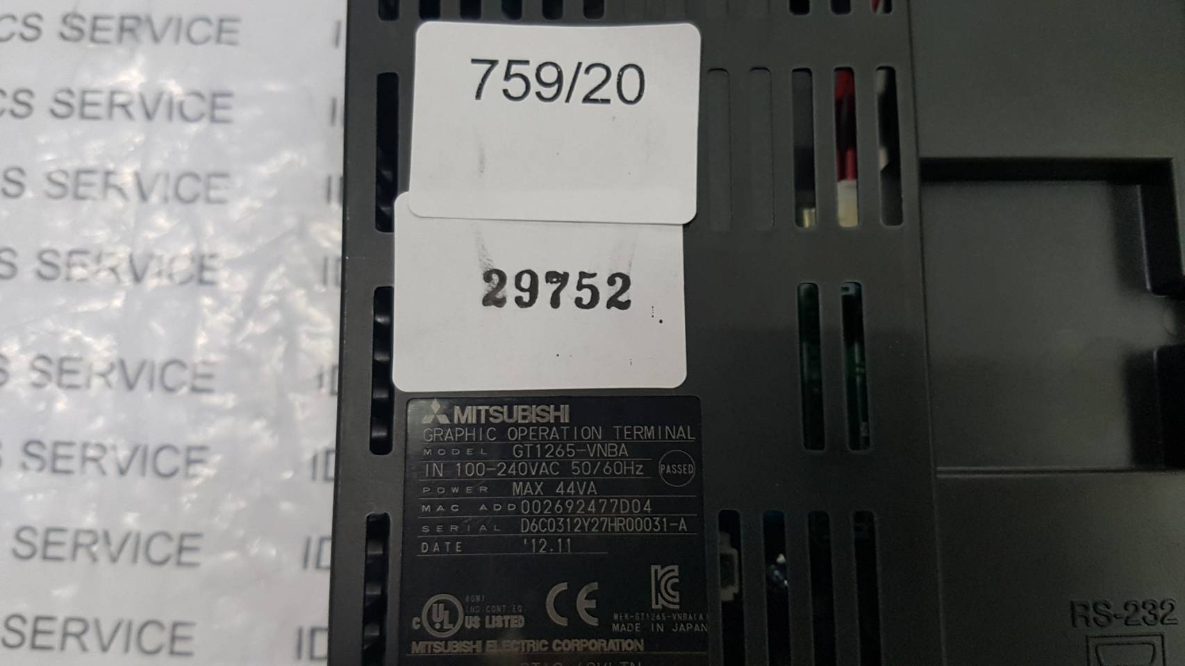 GT1265-VNBA HMI " MITSUBISHI "