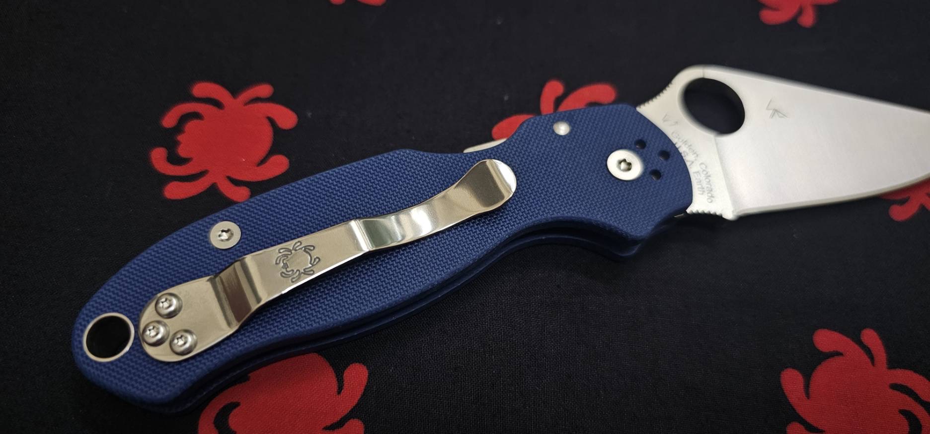 Spyderco Para 3 Knife Cobalt Blue G-10 (3" Satin CPM SPY27)