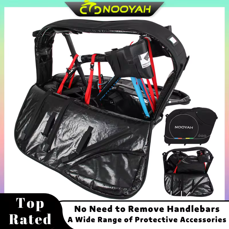 NOOYAH BK015 Pro Bike Travel Case – No Need to Remove Handlebars or Pedals | Full 16-Piece Protection Kit