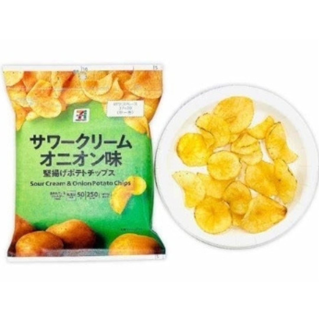 มันฝรั่งทอดกรอบจากเซเว่นญี่ปุ่น 7-11 sour cream & onion potato chips 50g