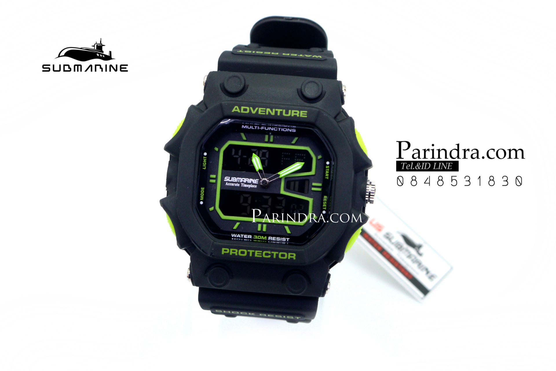 นาฬิกา US submarine รุ่น TP3134M สีดำตัดเขียว จอดำ