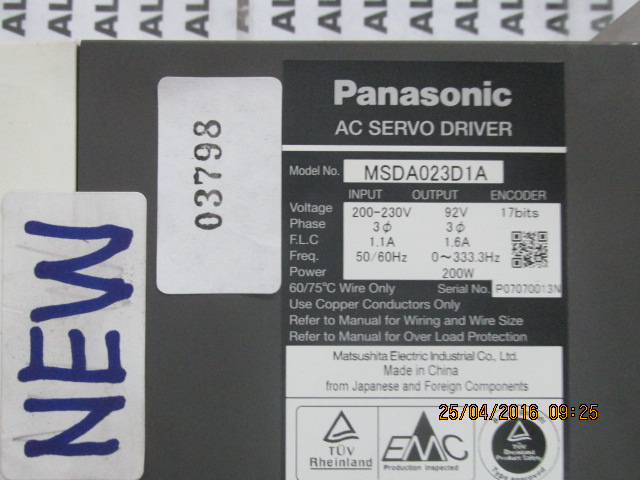 SERVO DRIVE “ PANASONIC ” รุ่น MSDA023D1A