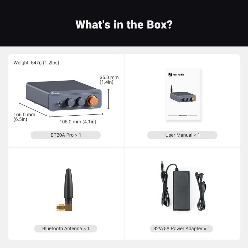 Fosi Audio BT20A Pro-48V Bluetooth Amplifier ClassD ชิป TPA3255 อัพเกรด Op-Amp ได้ ประกันศูนย์ไทย