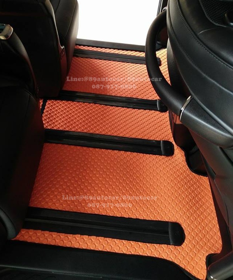 ผ้ายางกระดุมปูพื้นรถยนต์ Toyota Vellfire 2016 กระดุมสีส้มขอบดำ