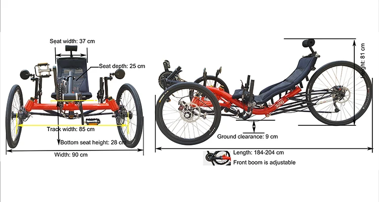 จักรยานนอนปั่น MOTRIKE 326 | TrikExplor 3 Wheel Touring Recumbent Bike | Shimano 3x9 Speed | อลูมิเนียมเฟรม 6061 T6 | รองรับผู้ขี่สูง 165–200 ซม.