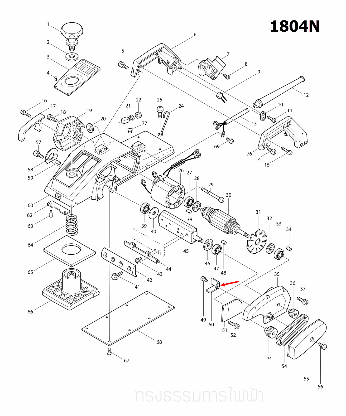 BAFFLE PLATE กบไสไม้ไฟฟ้า Makita มากีต้า 1804N [#50], 1805N [#42] Pn.342489-9 (แท้) ##
