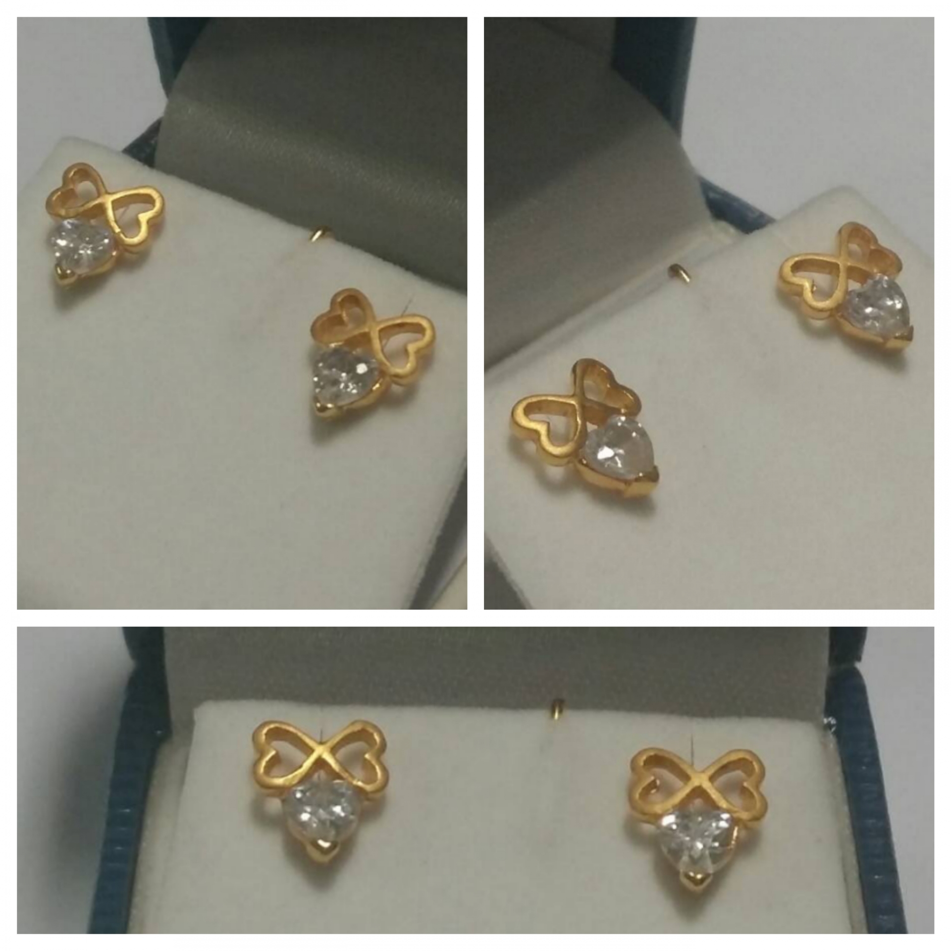 BE031 ต่างหูเล็กเพชรCZ น่ารักๆๆ ดีไซน์รูปโบว์ ชุปทองซาติน(ทองด้านๆ) เก๋สุดๆ ใส่ติดหูได้เลย