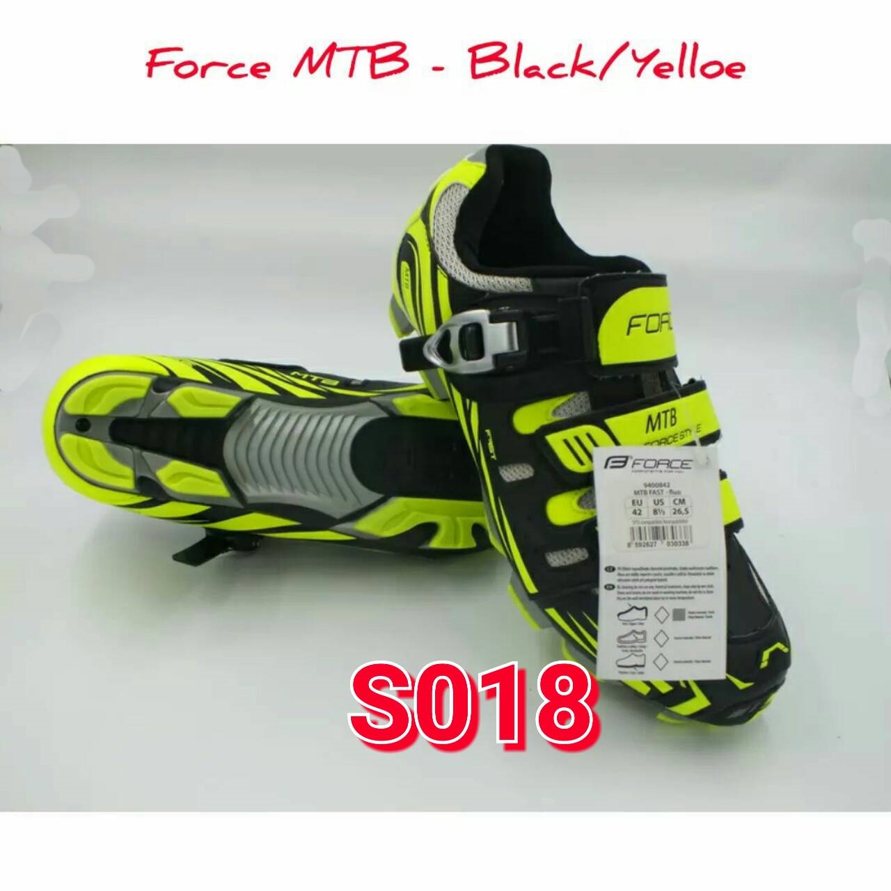รองเท้าปั่นจักรยานเสือภูเขา รองเท้าเสือภูเขา FORCE Shoes MTB free-Fluo มีสีดำเขียวและสีดำขาว ไซส์ 41-46