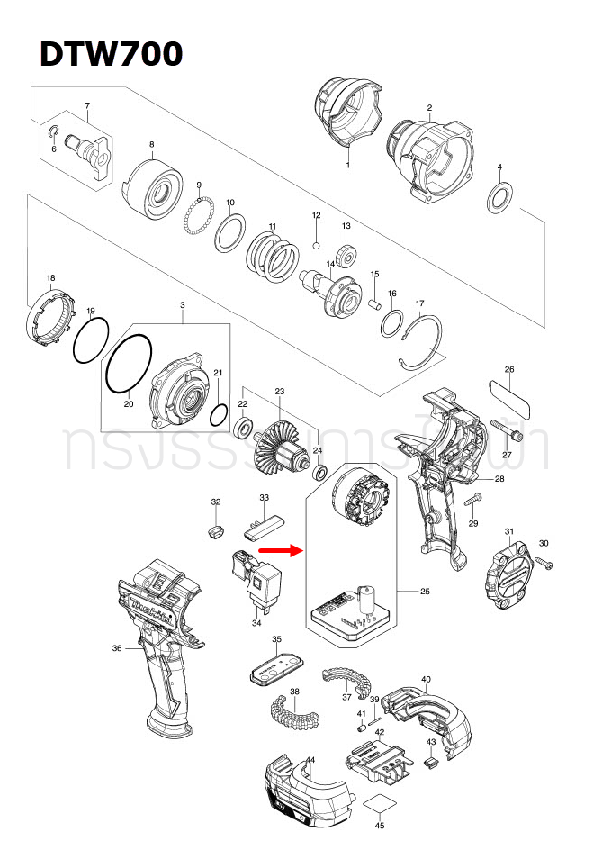 ฟิลคอยล์ บล๊อกไร้สาย Makita มากีต้า DTW700 (แท้) ##