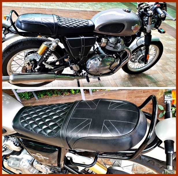 Royal Enfield SEAT Synthetic(PU)Leather for INTERCEPTOR,GT650,Union Jack & Diamond Design
