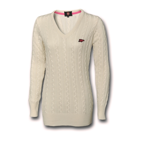 เสื้ออาร์เซนอล ผู้หญิง ของแท้ 100% Arsenal FC Fitted Cable Knit Jumper สำหรับสวมใส่เอง เป็นของฝาก ที่ระลึก ของขวัญ แด่คนสำคัญ