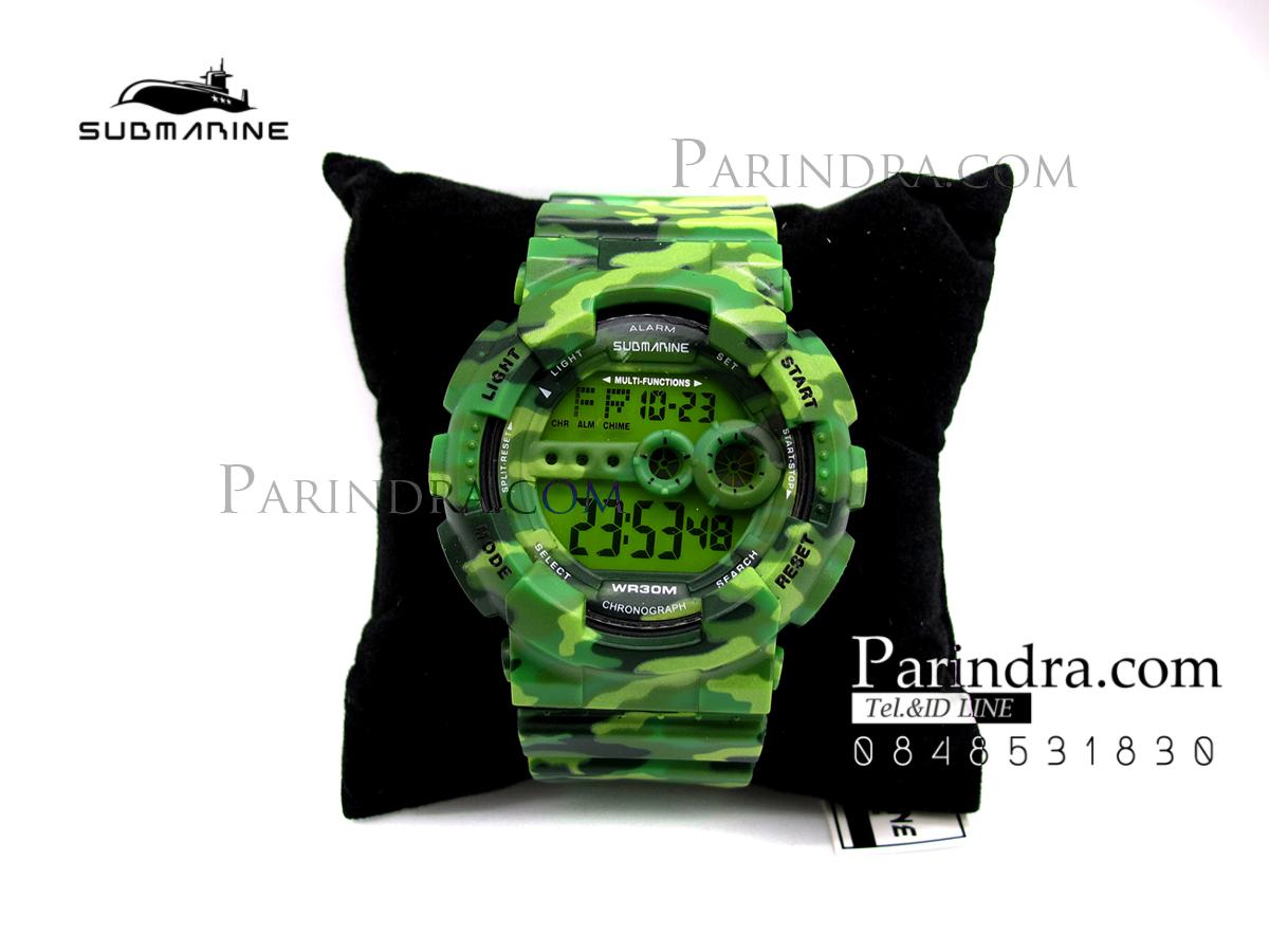 นาฬิกา US submarine รุ่น TP1340M (Military) สีลายพรางทหารสีเขียว หน้าปัดพื้นเขียว