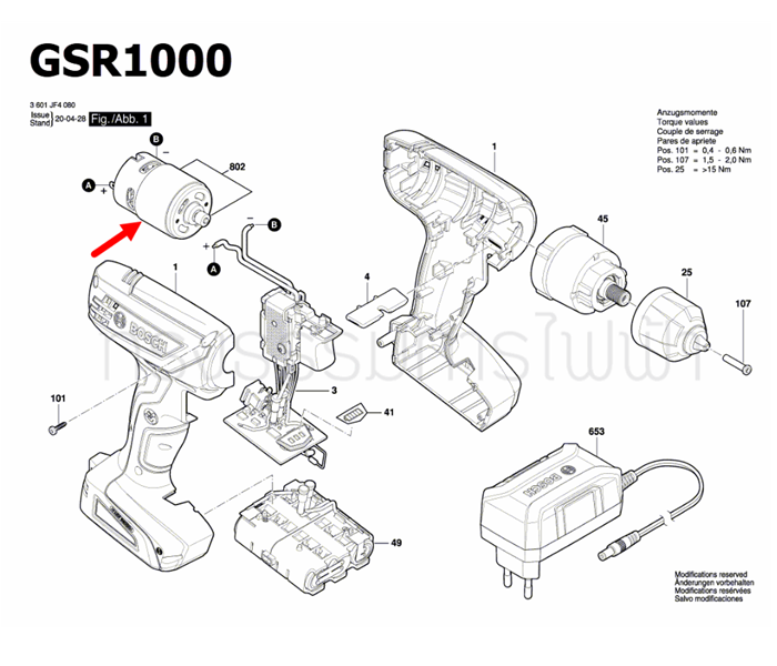 มอเตอร์ สว่านไร้สาย Bosch บอช GSR 1000 Pn.2609199956 (แท้-สั่ง)