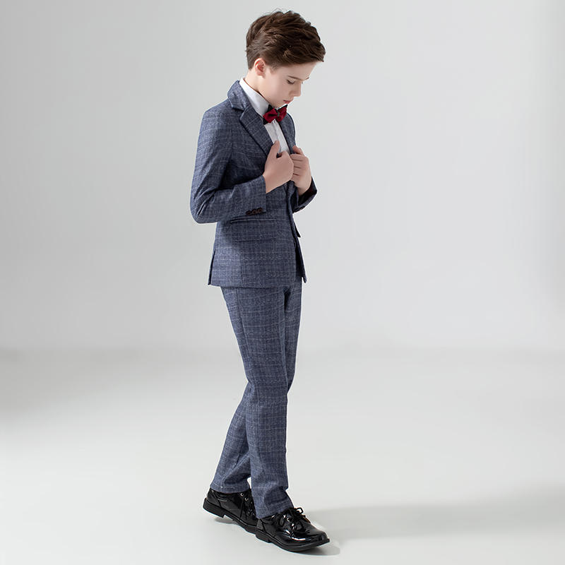 Pre-order ชุดสูทเด็กชาย สีเทาเข้ม ลายสก็อต