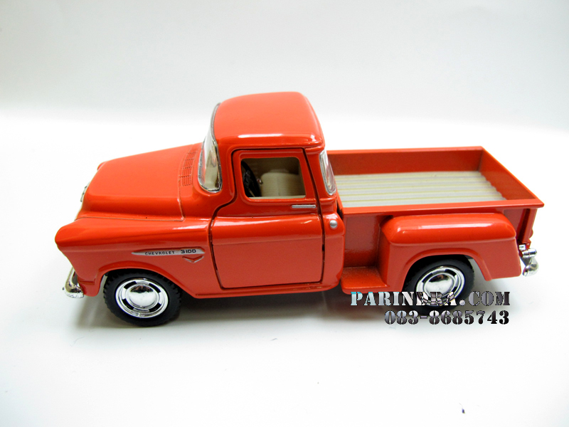 โมเดลรถเหล็กรถจำลอง CHEVROLET Chevy Stepside Pick-up 1955 สีส้ม