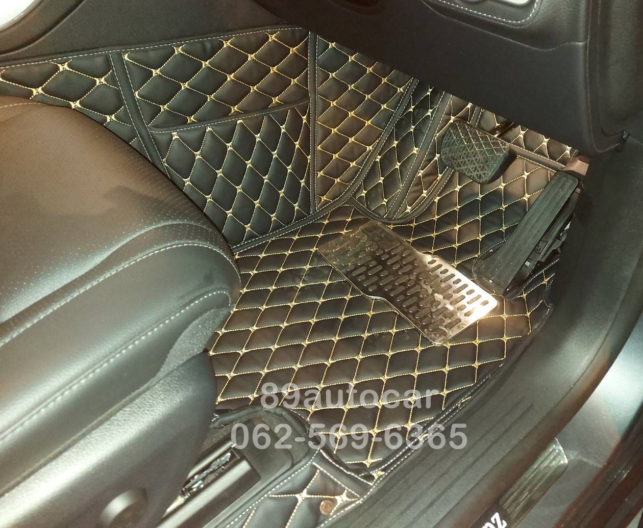 สั่งตัดพรมรถยนต์ Benz GLE350 de ปูพรม6D สีดำด้ายทอง เต็มคัน