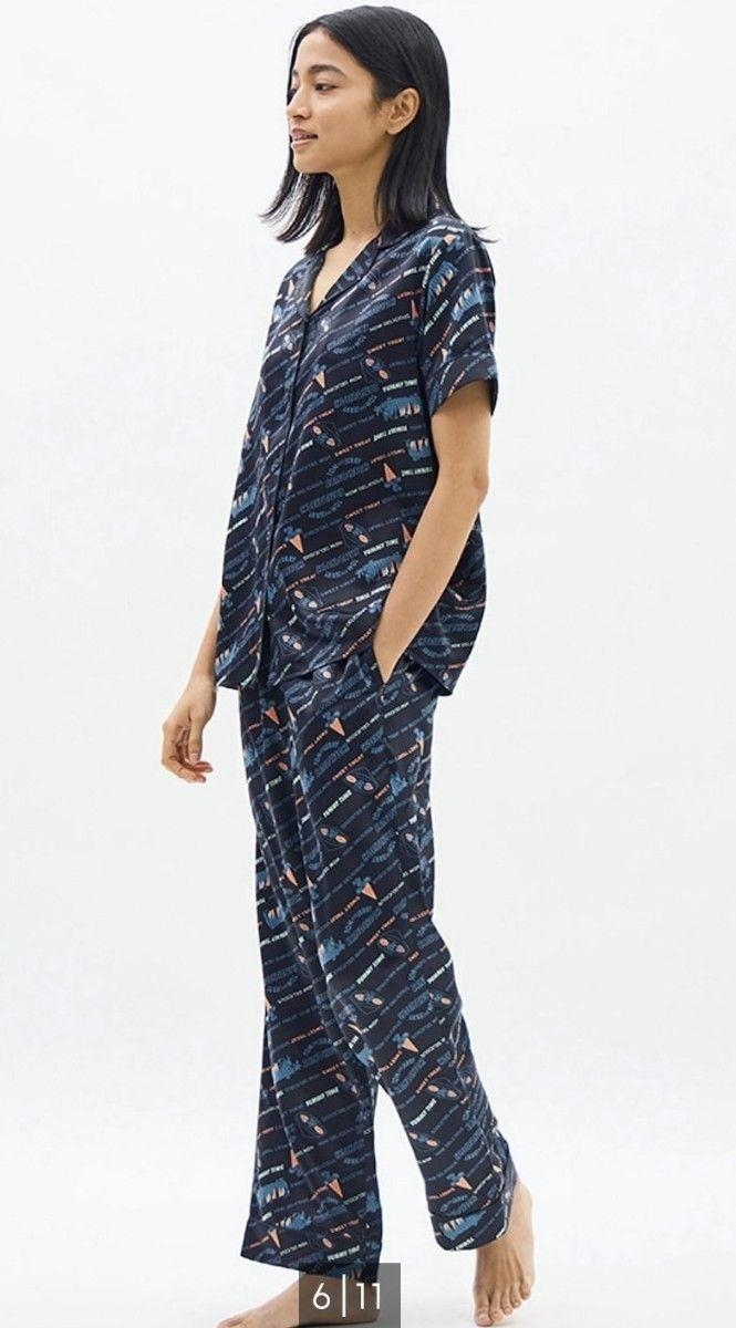 ชุดนอน GU Tom and Jerry satin pajamas มี 2 สี (กรม / ครีม)