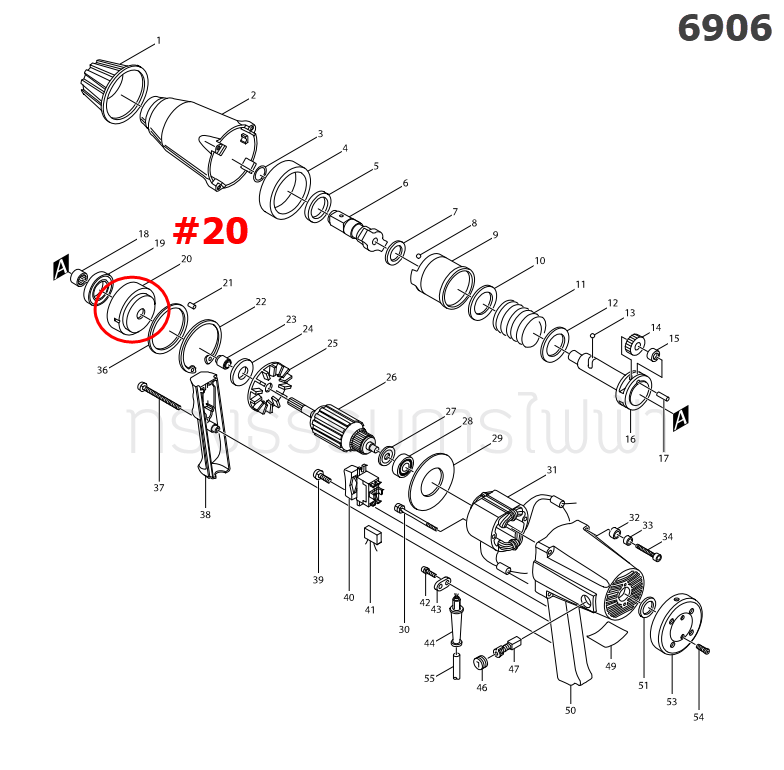 INTERNAL GEAR65 บล็อคไฟฟ้า Makita 6906 [#20] Pn.221242-5 (แท้) ## (*)