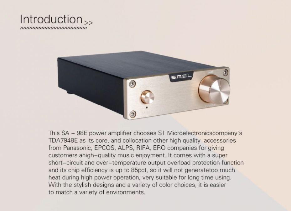 ขาย SMSL SA-98E แอมป์ตั้งโต๊ะ รองรับ Hi-Res ประกันศูนย์ไทย