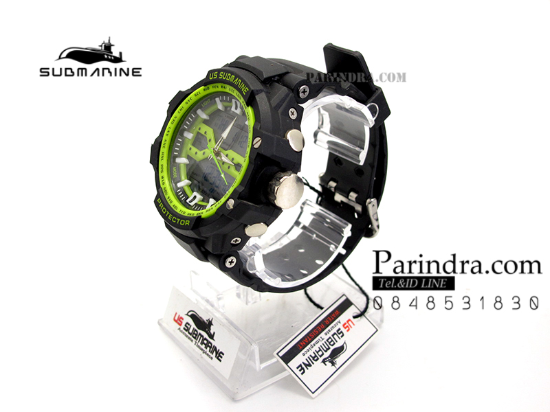 นาฬิกา US submarine Protector รุ่น TP3152M สีดำตัดเขียว จอพื้นหลังสีเทา