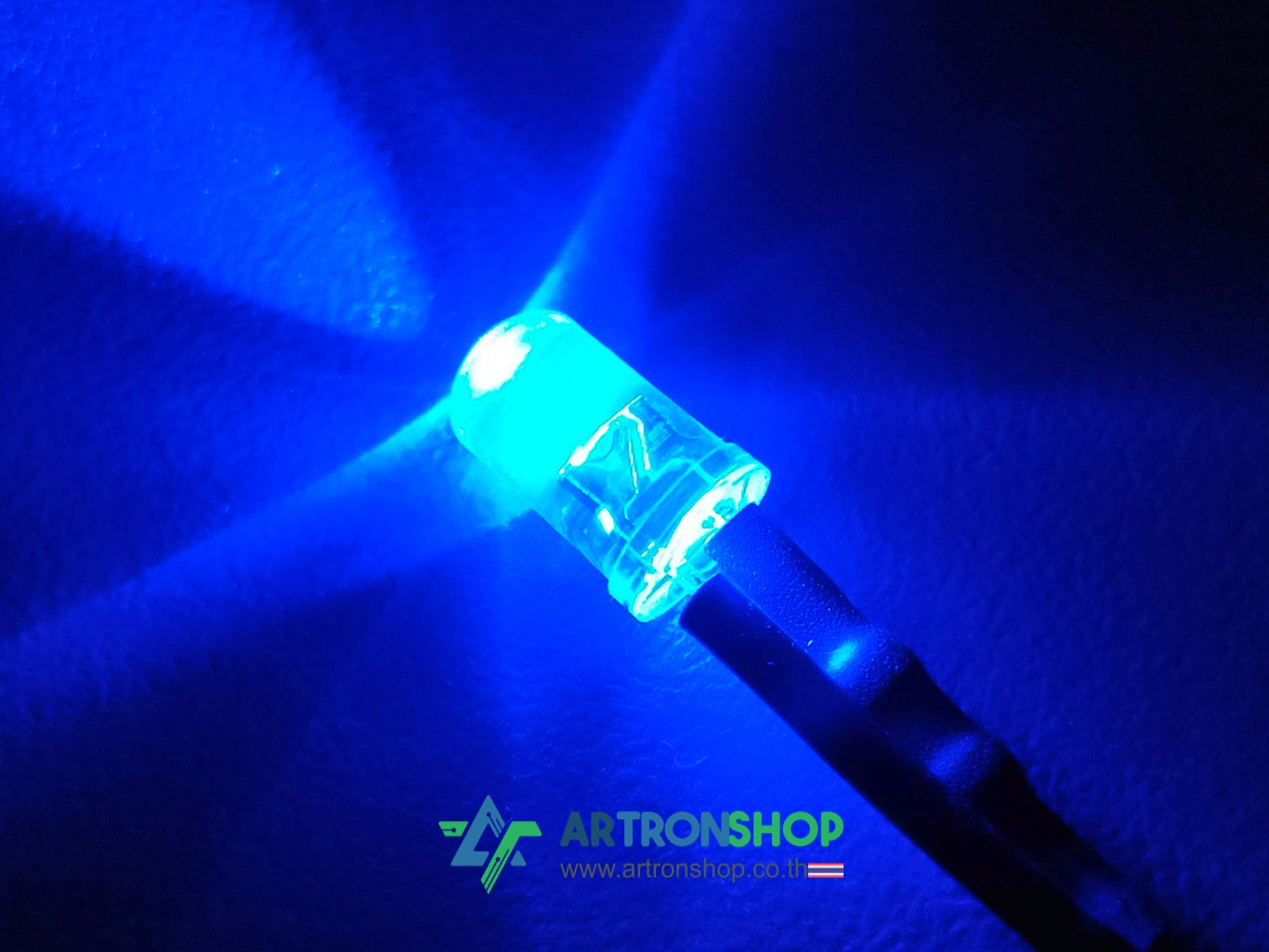 หลอดแอลอีดี 5 มิล สีน้ำเงิน พร้อมสายไฟ 5 - 12V