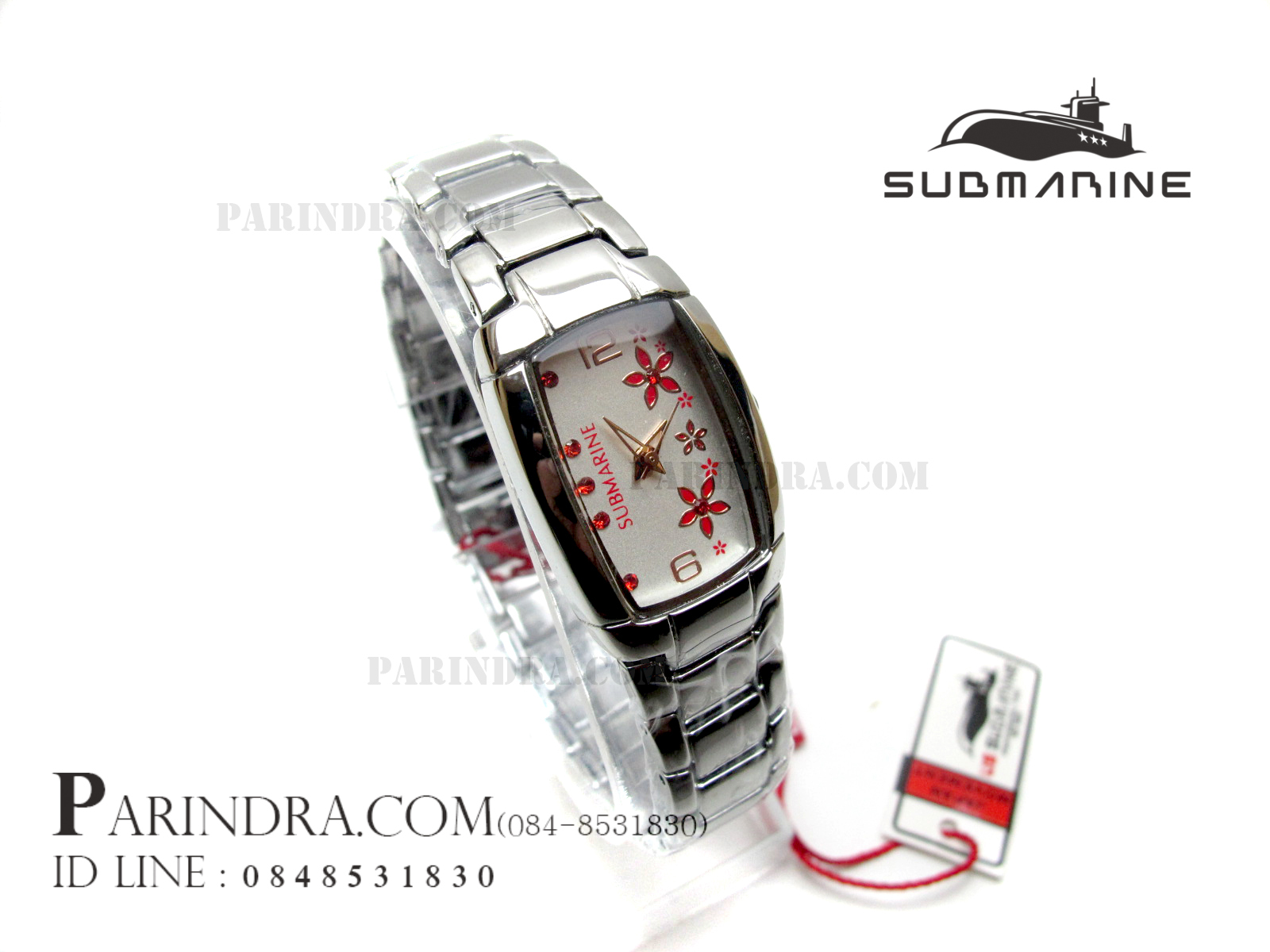 นาฬิกา U.S. submarine รุ่น J043L ลายดอกไม้แดง ทรงรี