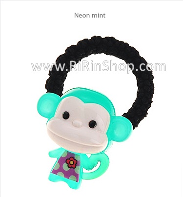 Aznavour ยางรัดผมลิงน้อยเซลลูโลส แต่งคริสตัล Swarovski ( Neon mint )