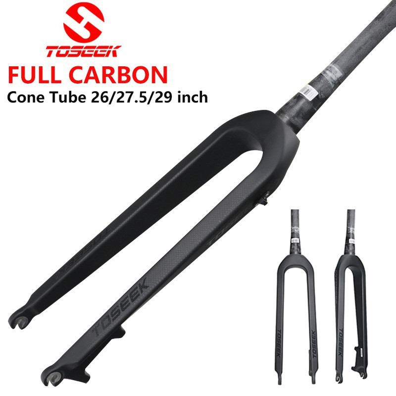ตะเกียบคาร์บอน TOSEEK 26 27.5 29 คอเทเปอร์ แกน 9mm Cycling Bicycle Front Forks Disc Brake Full Carbon Fiber Forks