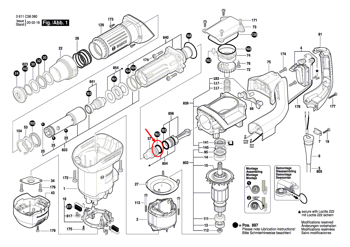 แหวนรอง เครื่องสกัดคอนกรีต BOSCH GSH5X [#162] Pn.1619P08789 (แท้) ##