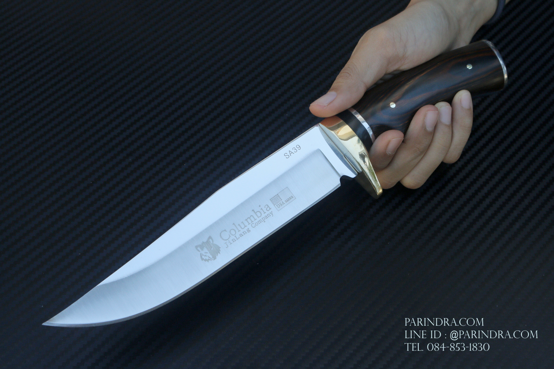 มีดเดินป่า COLUMBIA รุ่น SA39 ด้ามไม้มีลวดลาย ทรงใบมีดสวย คมกริบ