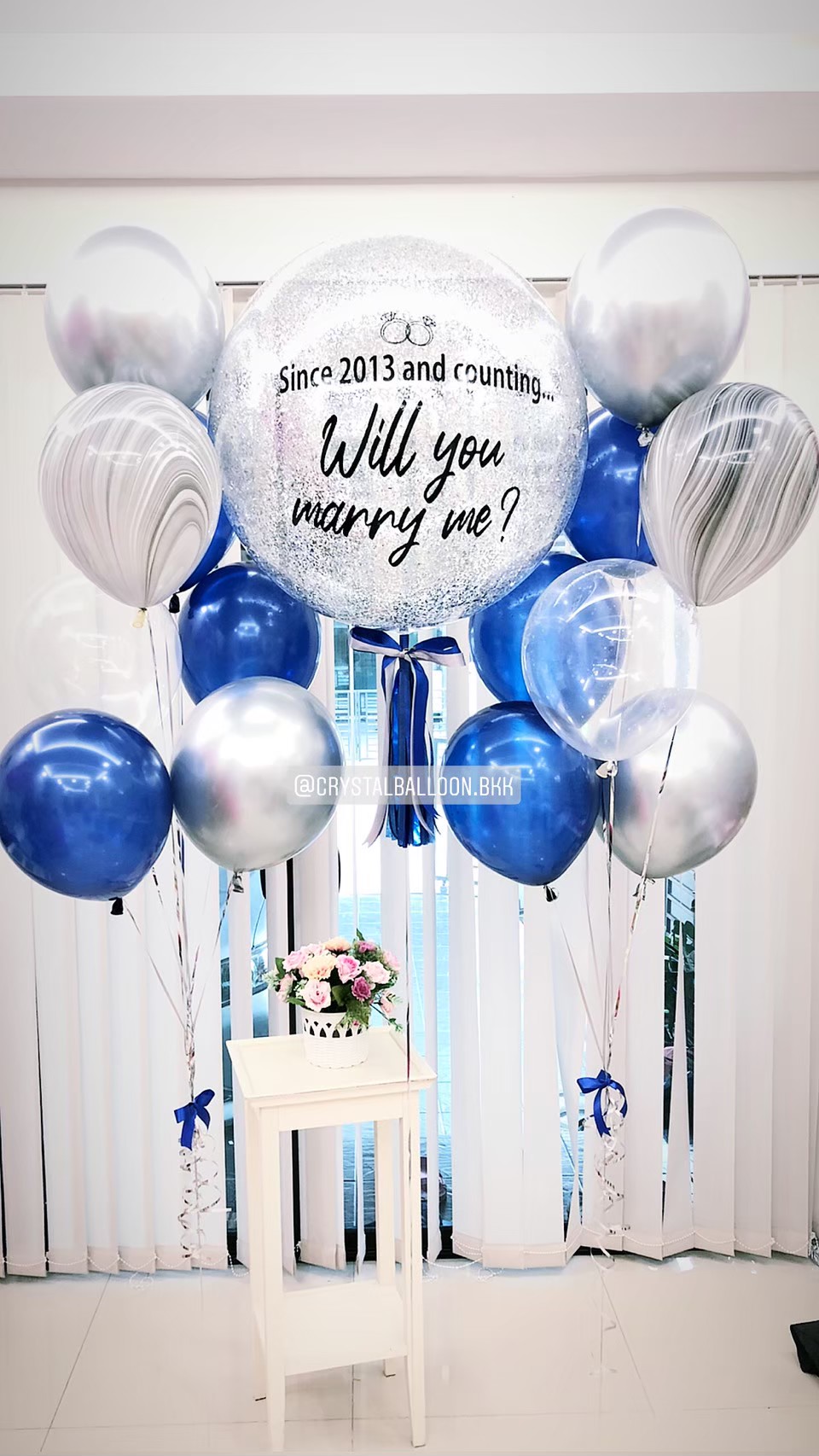 ลูกโป่ง Will You Marry Me? Bubble 36" พร้อมตกแต่ง ช่อลูกโป่ง 7 ลูก 2 ช่อ,ลูกโป่งลายหิน USA สามารถเปลี่ยนสีลูกโป่ง/เปลี่ยนข้อความ/เปลี่ยนขนาดได้