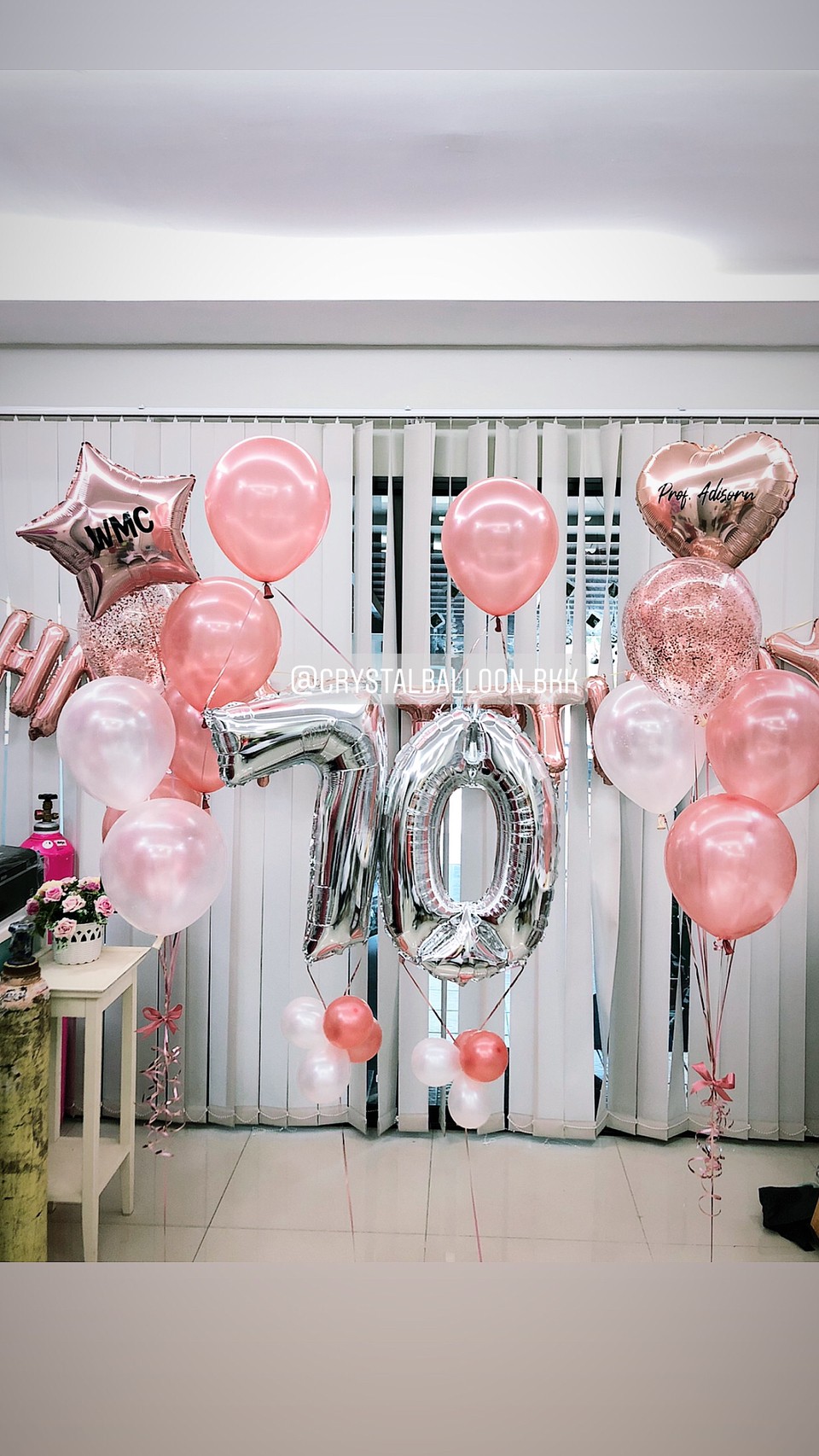 ลูกโป่ง วันเกิด HAPPY BIRTHDAY 13 ตัว ตัวอักษรสีชมพู พร้อม ช่อลูกโป่ง 2 ช่อ,ฟอยล์ตัวเลข-หัวใจ พร้อมตกเเต่ง สามารถเปลี่ยนสีลูกโป่ง/สีตัวอักษร HBD ได้