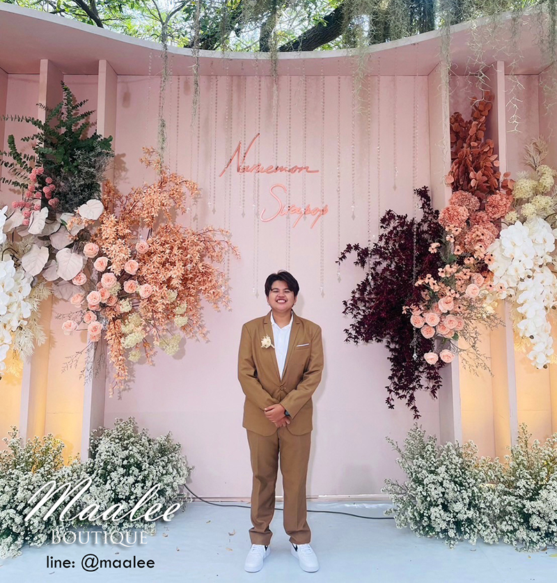 พร้อมเช่า ชุดสูทชาย น้ำตาลทอง สูทเพื่อนเจ้าบ่าว รุ่นกระดุมเดียว (ไม่มีเสื้อกั๊ก)