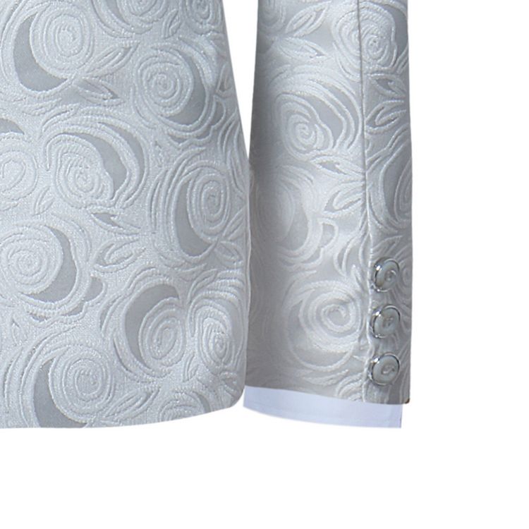 Pre-order ชุดสูทชาย พิมพ์ลายปั๊มนูน 3 มิติ สีขาว