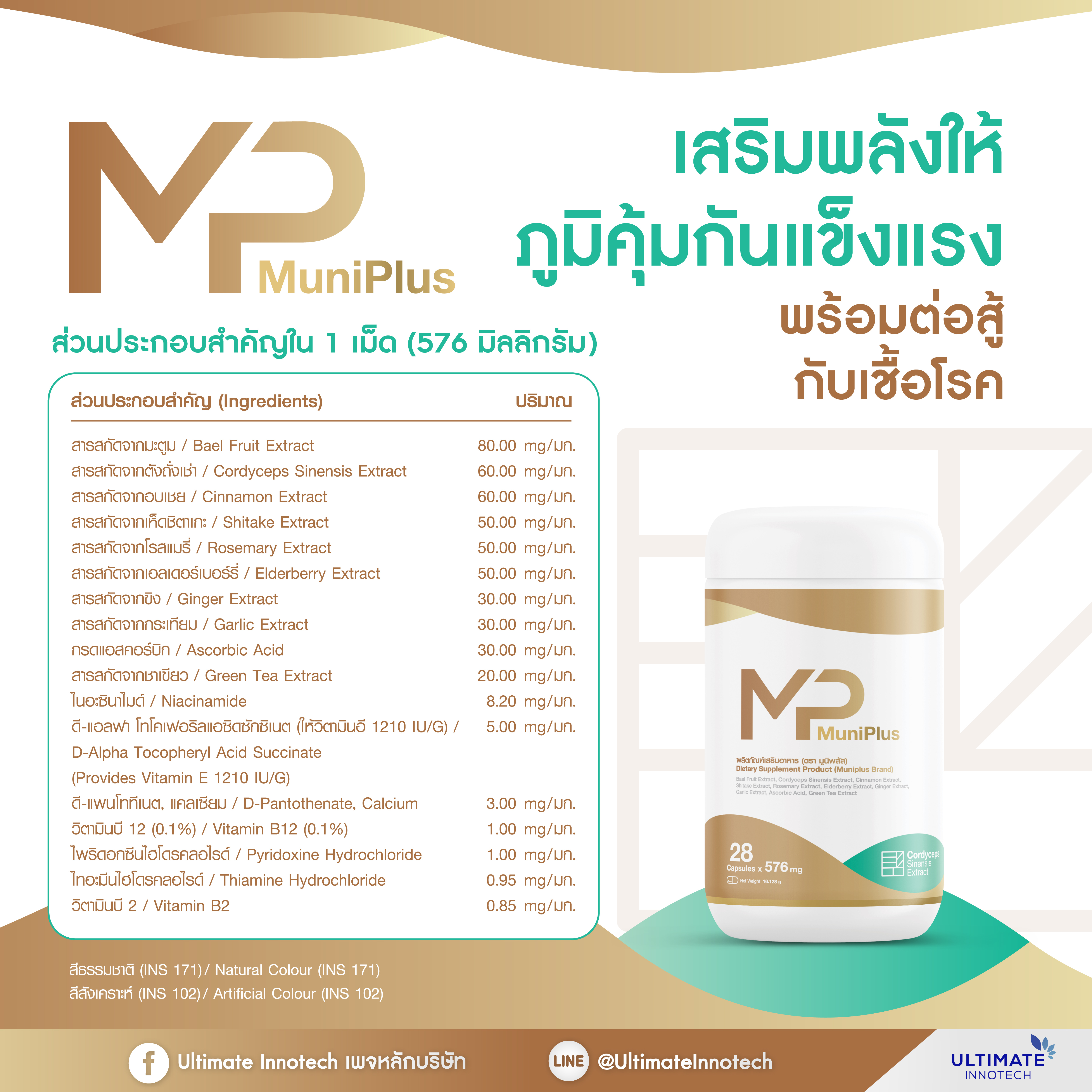 Muni Plus มูนิพลัส เสริมภูมิคุ้มกัน ต้านเชื้อโรค ก้อนเนื้อซีสต์ ฝ่อ ยุบ