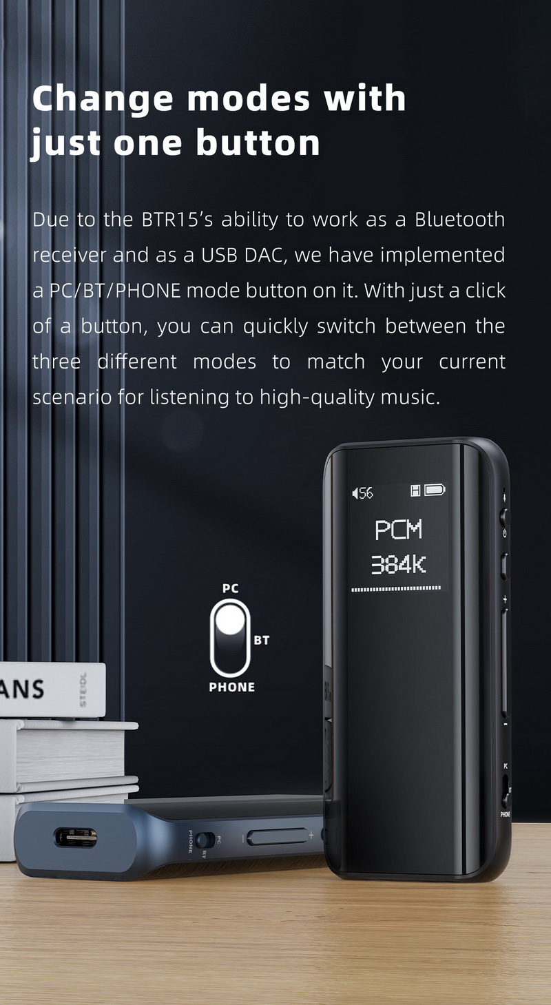 FiiO BTR15 DAC AMP ไร้สาย รองรับ MQA , USB Dac , Hires , Hires Wireless ประกันศูนย์ไทย