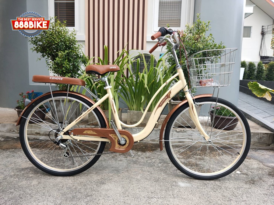 จักรยานแม่บ้าน COYOTE ROYAL ล้อ 26 นิ้ว มีเกียร์ 7SP ตะกร้าหน้าสเตนเลสขนาดใหญ่