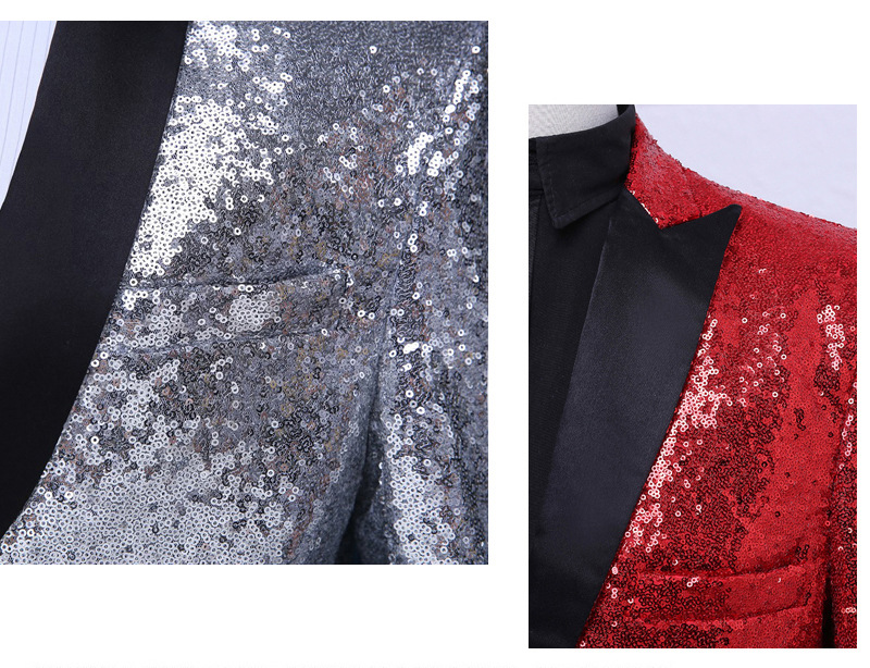 Pre-order เสื้อสูทชาย สูทแฟชั่น สูทกลิตเตอร์ สีเงิน