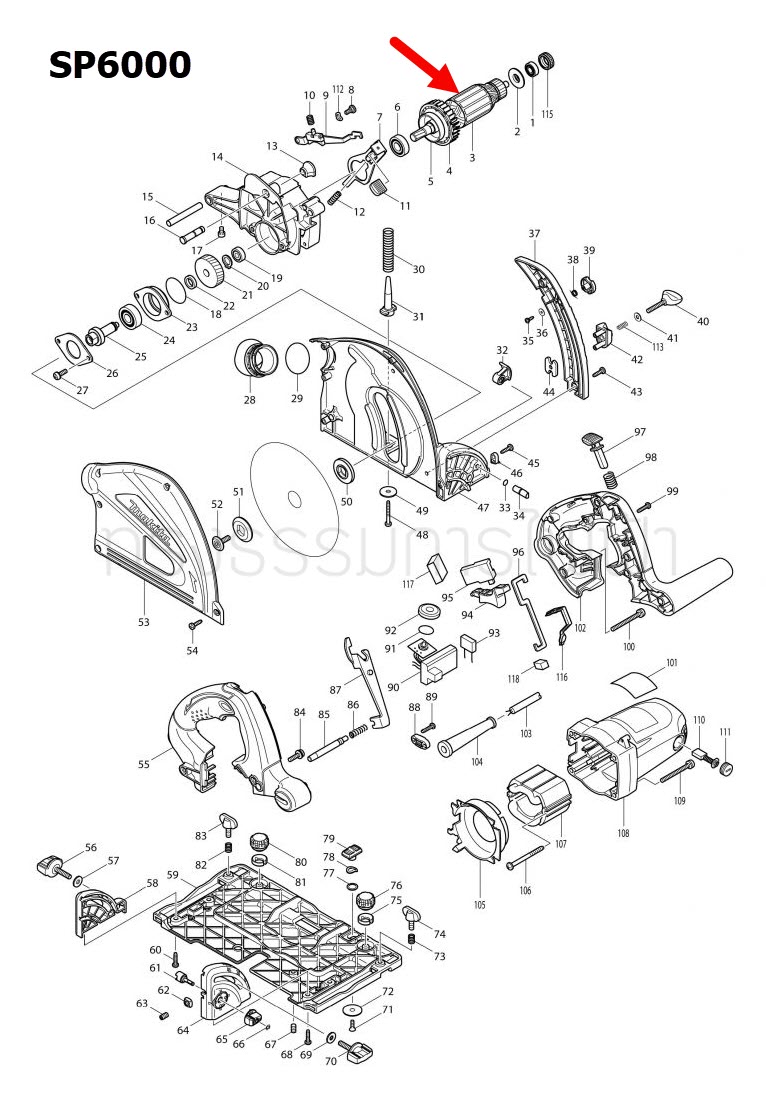 ทุ่น เลื่อยวงเดือน Makita มากีต้า SP6000 (แท้) ##