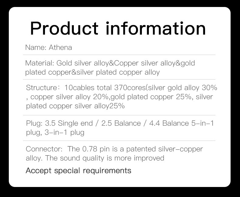 ขาย Hakugei Athena สายอัพเกรดหูฟังถักผสม ทอง, เงิน, ทองแดง