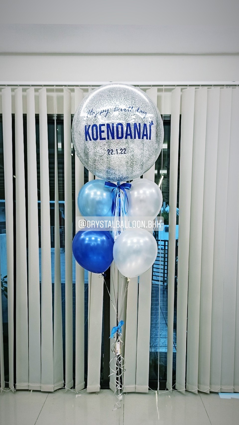 ลูกโป่ง วันเกิด Bubble 24" Theme สีฟ้า-น้ำเงิน พร้อม ลูกโป่ง 4 ลูก พร้อมตกเเต่ง สามารถเปลี่ยนสีลูกโป่ง/เปลี่ยนข้อความ/เปลี่ยนขนาดได้