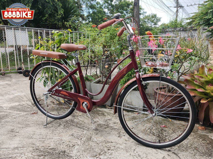 จักรยานแม่บ้าน COYOTE ROYAL ล้อ 26 นิ้ว ไม่มีเกียร์ ตะกร้าหน้าสเตนเลสขนาดใหญ่