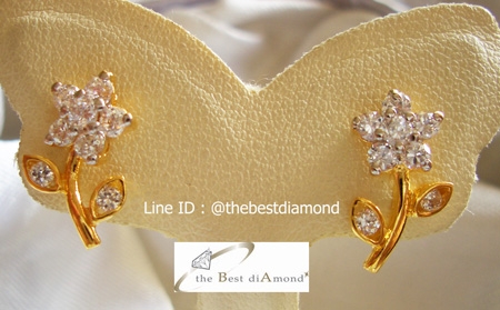 BE034 ต่างหูเพชรCZ น่ารักๆๆ ดีไซน์รูปดอกไม้ เก๋สุดๆ ใส่ติดหูได้เลย