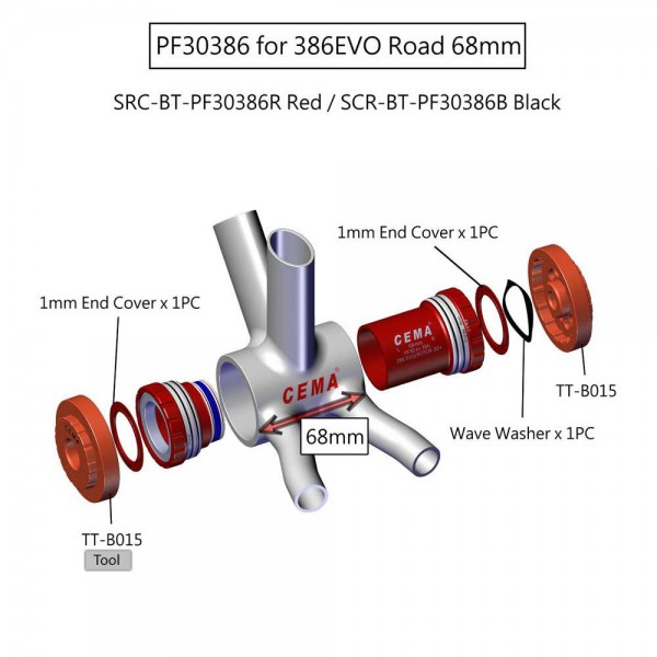 กะโหลกอัด CEMA Ceramic pressfit 30 BB,SRC-BT-PF30B สีดำ