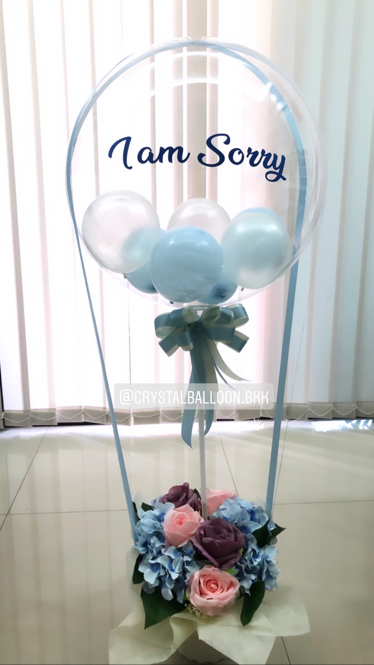 Flower Balloon ง้อแฟน Bubble 18" พร้อม กล่องดอกไม้ประดิษฐ์ 1 กล่อง,ลูกโป่ง 6" 8 ลูก พร้อมตกแต่ง สามารถเปลี่ยนสีลูกโป่ง/เปลี่ยนข้อความ/เปลี่ยนขนาด/เปลี่ยนดอกไม้ได้