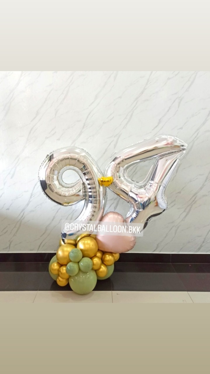 ลูกโป่ง วันเกิด ฟอยล์ตัวเลข ขนาด 40" ตั้งฐานคู่ 1 ชิ้น พร้อมตกแต่ง สามารถเปลี่ยนสีลูกโป่ง/เปลี่ยนสี-ฟอยล์ตัวเลข/เปลี่ยนสี-ฟอยล์ตกแต่งได้-