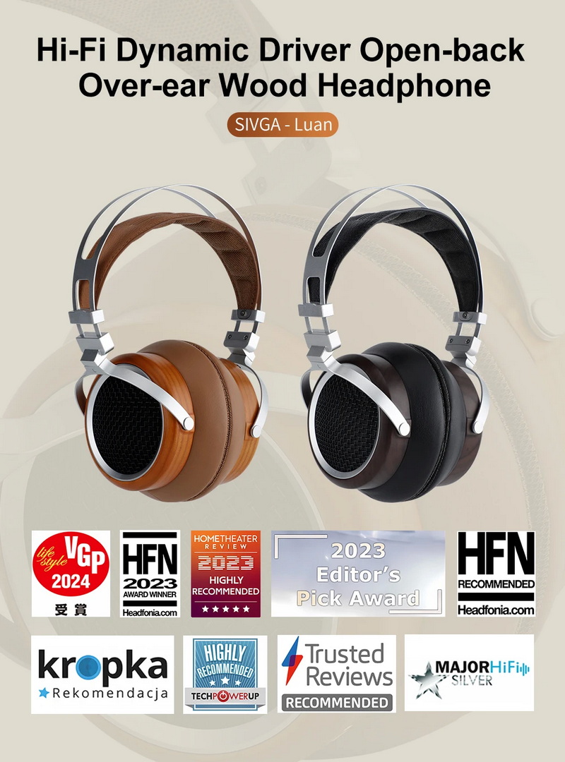 Sivga Luan หูฟัง Headphone ไดรเวอร์ไดนามิก ไดอะแฟรมชุบนิกเกิล ไม้แบบเปิดด้านหลัง ประกันศูนย์ไทย