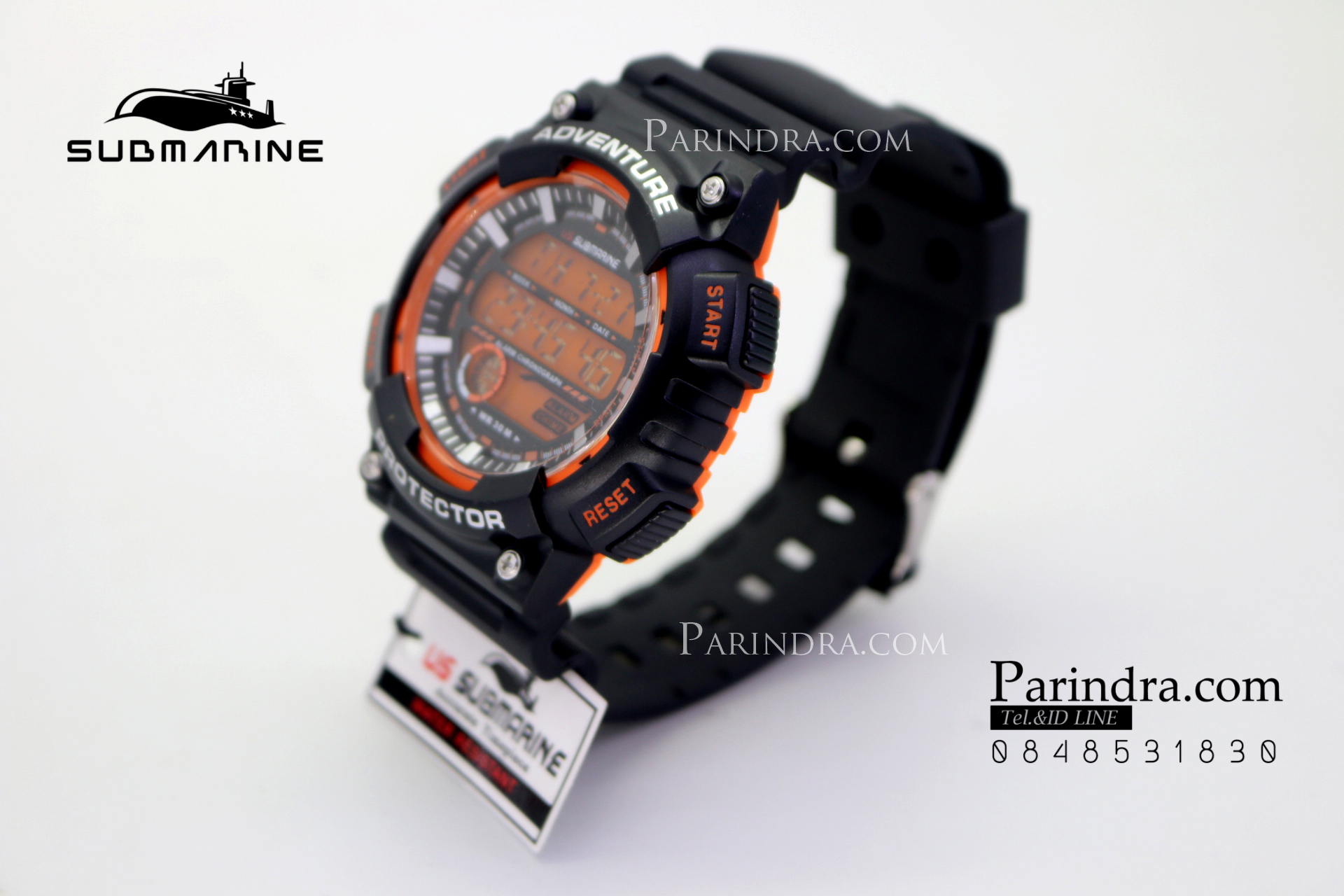 นาฬิกา US submarine สีดำน้ำเงิน TP1318M ผิวด้าน พื้นหน้าปัดส้ม