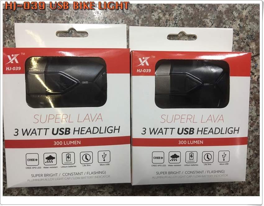 ไฟหน้า SUPERL LAVA ,HJ-039 3W ชาร์จ USB (มีอุปกรณ์ติดหมวก)