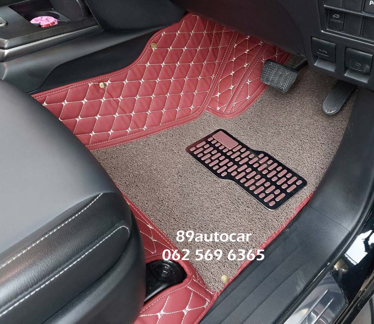 ขายพรมรถยนต์ Toyota Fortuner 2020 ปูพรม8d สีแดงไวน์เย็บติดไวนิลสีครีม